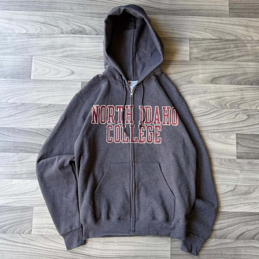 Champion North Idaho College Zip Up Hoodie Grey
